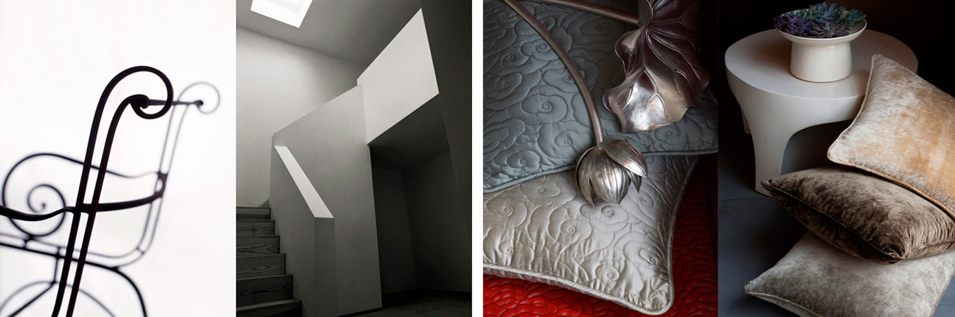 interior stairs and pillows and fabric photography